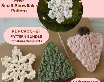 Crochet Christmas Ornaments Pattern (2 in 1 Bundle) Crochet Christmas Tree Pattern Crochet Snowflake Pattern (Digital Download) PDF