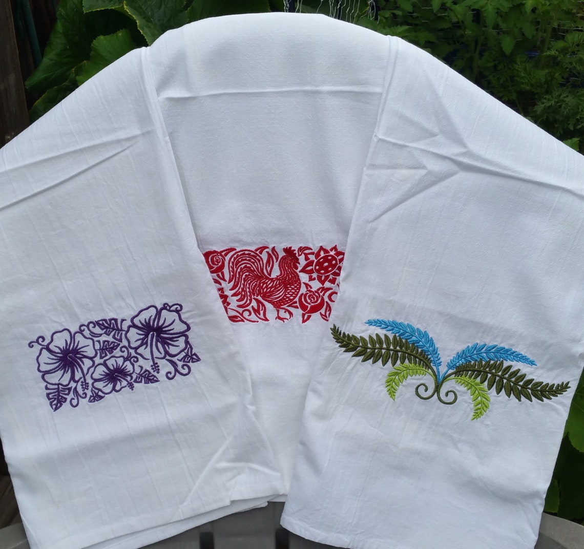 Machine Embroidered Flour Sack Kitchen Towels Etsy