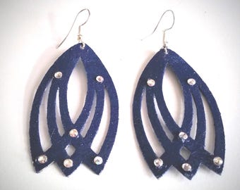 Faux Leather & Suede Earrings and Bracelet