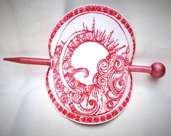 Embroidered Faux Leather Hair Barrets for Long Hair