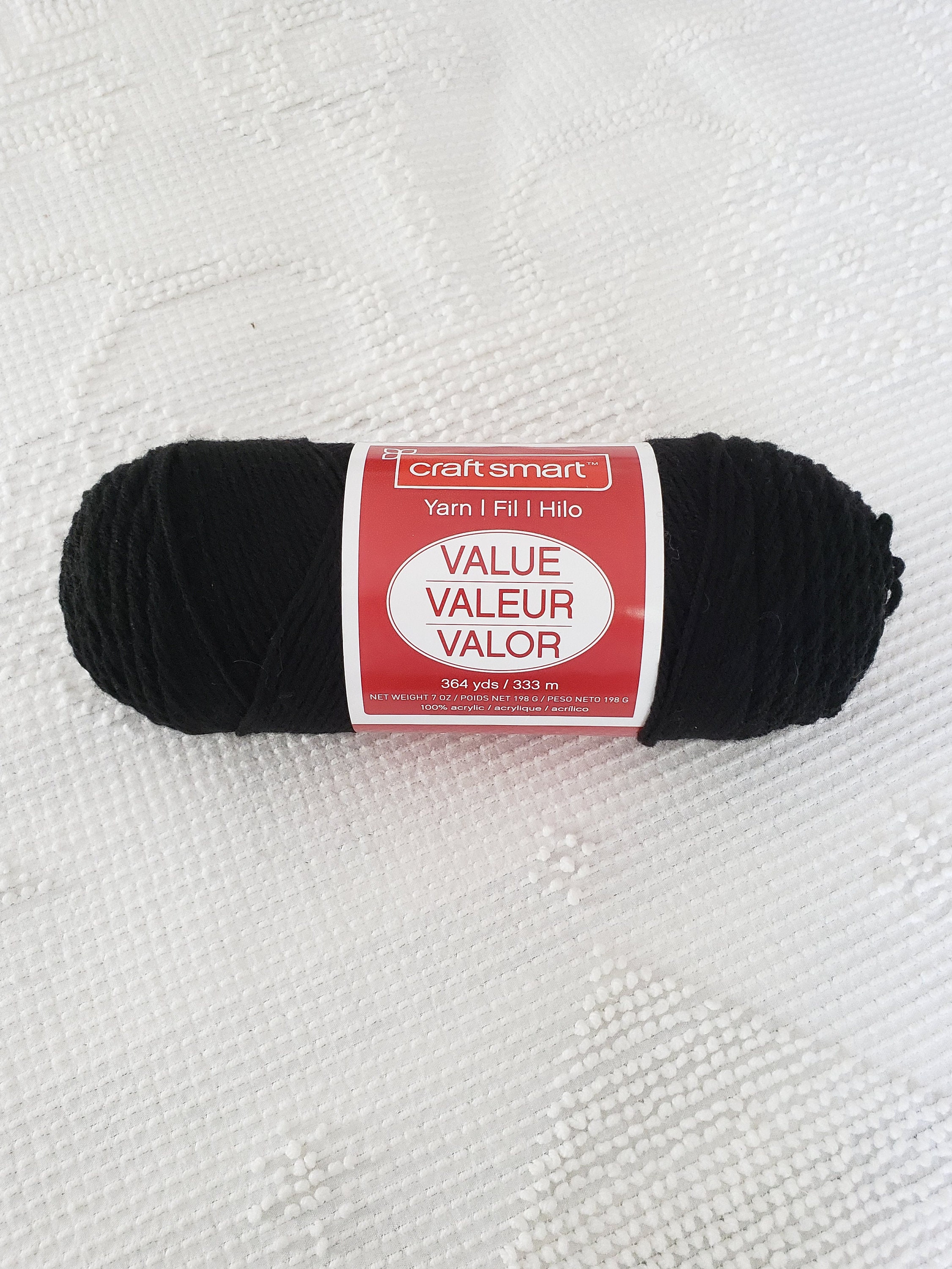 Red Heart lot 3 Skein Yarn 4 ply Acrylic Granny Square 9.5 oz total Black  White