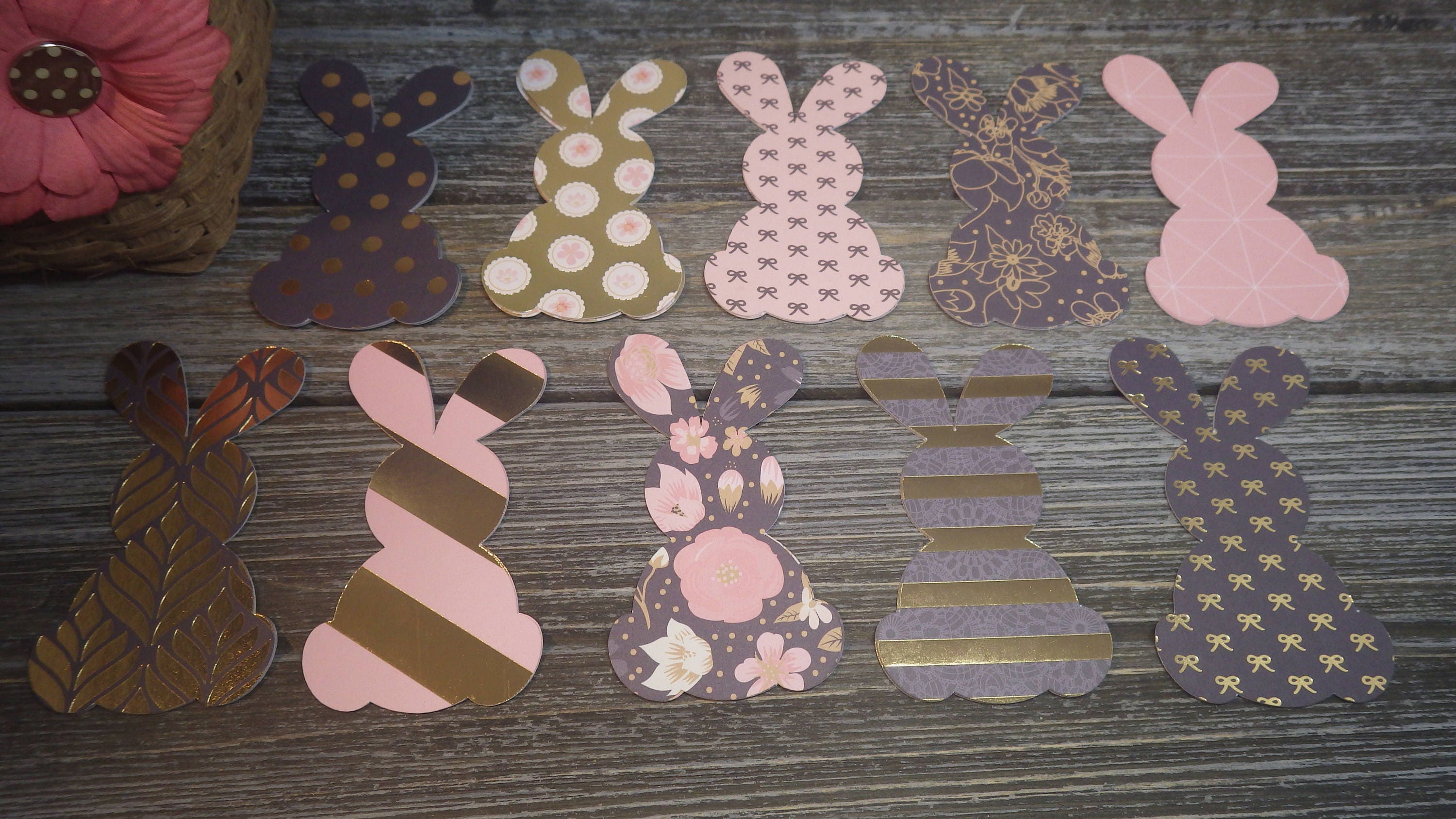 Designer Paper Bunnies / Rabbits Die Cuts - 54 Piece Set (3 of