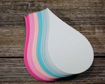Baby Shower Rain Drop Die Cuts - Rain- Tear Drop - Large- 2.5 X 5 inch - Choose your color! 48 PC Set VTC-0004BS