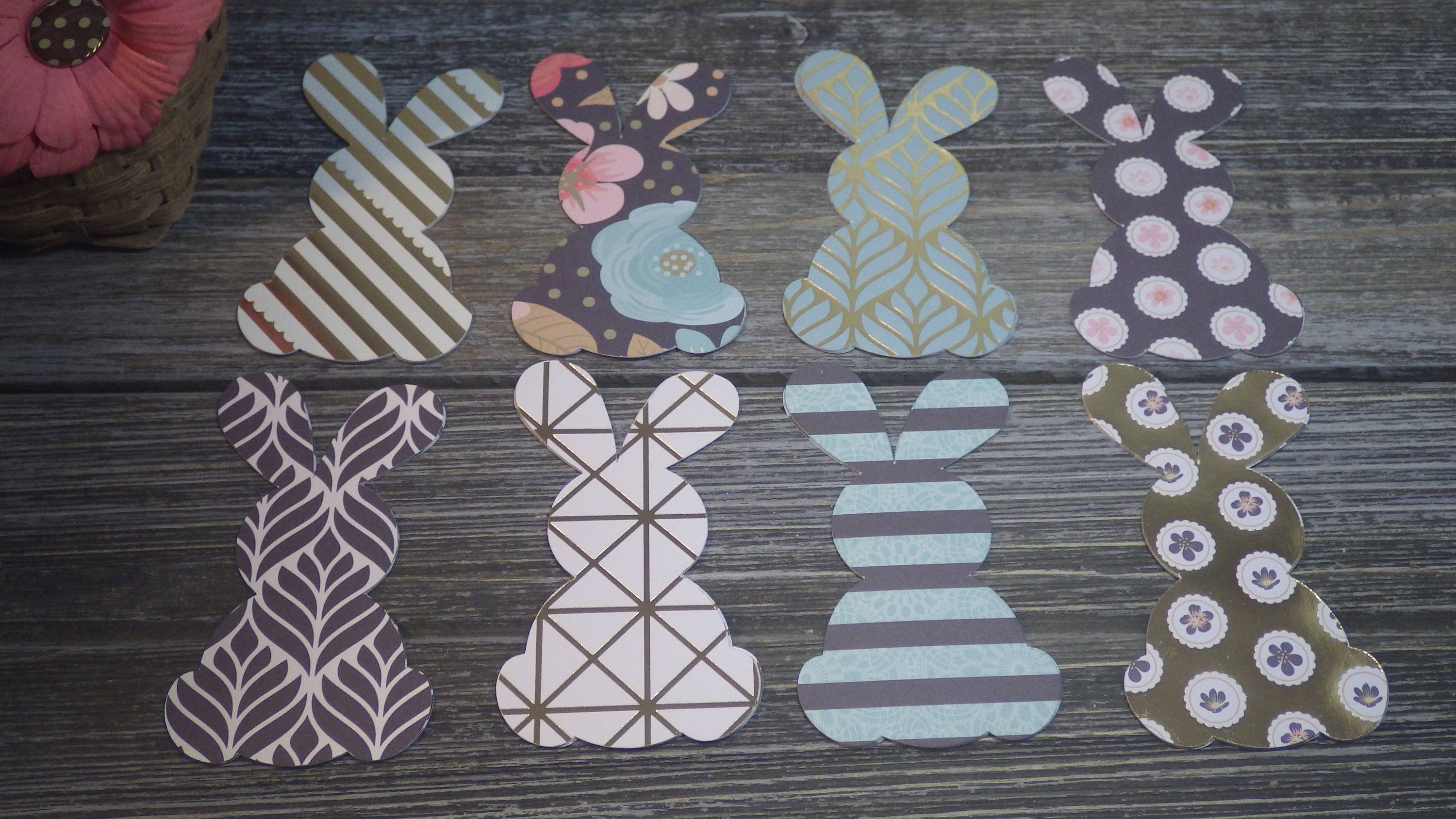 Designer Paper Bunnies / Rabbits Die Cuts - 54 Piece Set (3