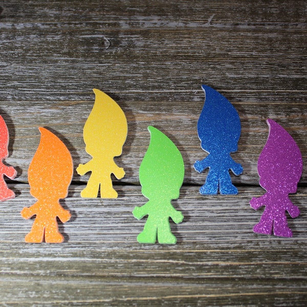 Troll Die Cuts - Glitter Troll Die Cuts - 42 PC Set - 1.243 X 3 inch - Custom Orders Welcome - VTC-0138G