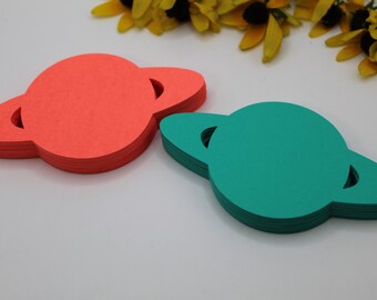 Planet Die Cuts - Saturn Die Cuts - Paper Shapes - 40 PC - 4.328 X 2.43 - Custom Orders Welcome! VTC-0524