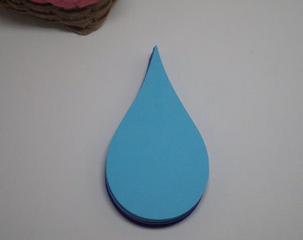 Rain Drop Die Cuts - Rain- Tear Drop - Large- 4 inch - Choose your color! 40 PC Set VTC-0004
