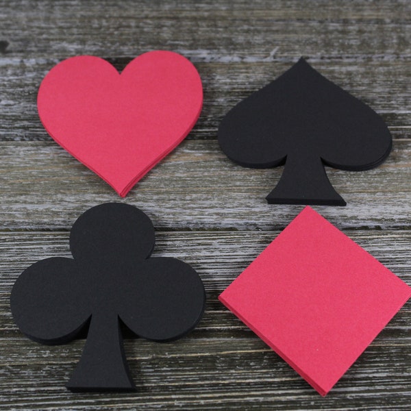 Poker Die Cut Shapes - Card Shapes - Heart - Club - Spade - Diamond - 60 PC Set - 3.5 X 4 inch - Custom Orders Welcome!  VTC-0477
