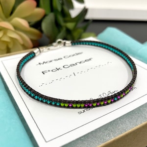Metastatic Breast Cancer Bracelet, F*CK Cancer Morse Code Bracelet, Encouragement Gift, Secret Message, Gifts For Her, Cancer Support Gifts
