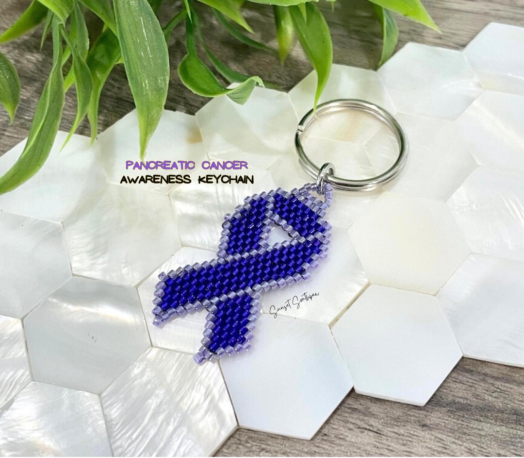 Purple Cancer Ribbon Keychain, Awareness Keychain, Pancreatic Cancer ...