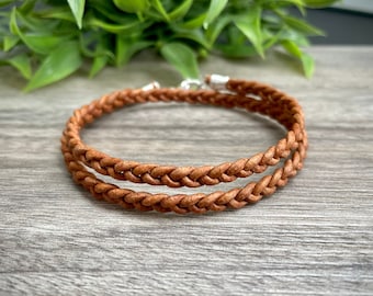 Hand Braided Leather Wrap Bracelet: Custom Boho Style