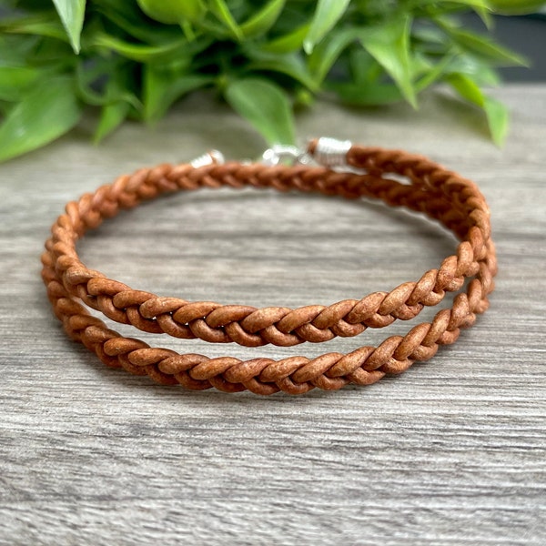 Braided Leather Wrap Bracelet, Hand Braided Leather Bracelet, Boho Bracelet, Triple Wrap Bracelet, Double Wrap Bracelet, Custom Bracelet