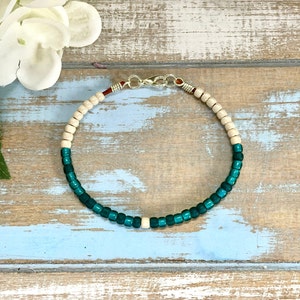 FCK CANCER Morse Code Bracelet, Beaded Morse Code Bracelet, Teal Cancer Bracelet, Encouragement Gift, Secret Code Bracelet, Unisex Gift image 4