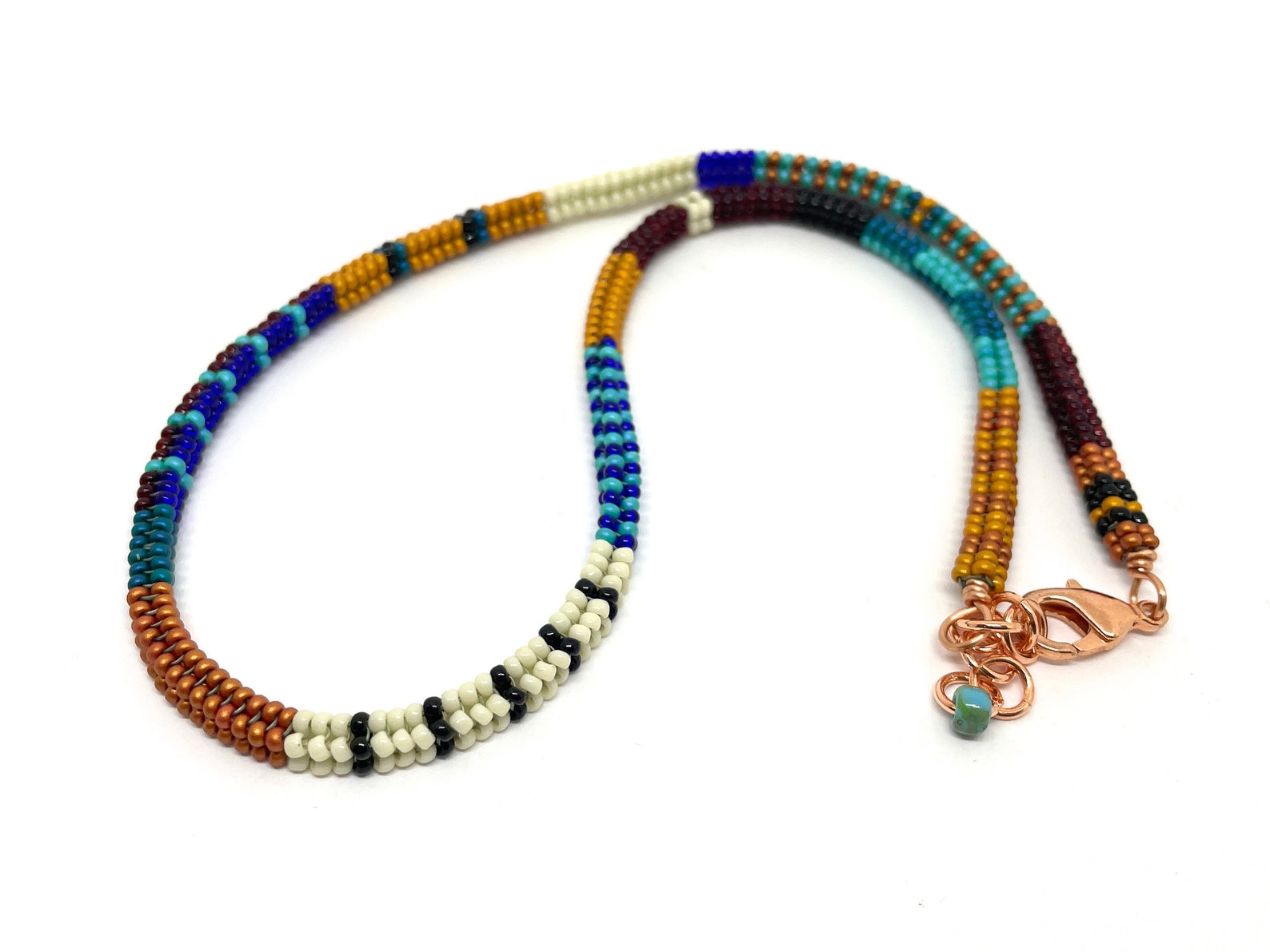 Beaded Herringbone Rope Necklace Color Block Choker Tubular Etsy