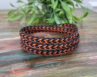 Braided Leather Wrap Bracelet: Two-Tone Boho Men's Jewelry