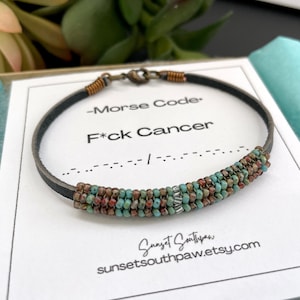 F*ck Cancer Morse Code Bracelet, Custom Colors and Length, Secret Message Bracelet, Encouragement Gift, Support Gift, Unique Morse Code Gift
