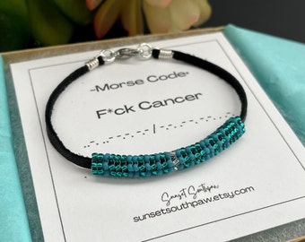 F*ck Cancer Morse Code Bracelet, Cancer Support Gift, Secret Profanity Bracelet, Encouragement Gift, Support Gift, Original Design F Cancer