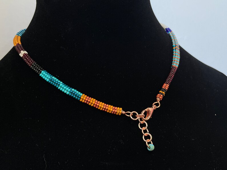 Beaded Herringbone Rope Necklace Color Block Choker Tubular Etsy
