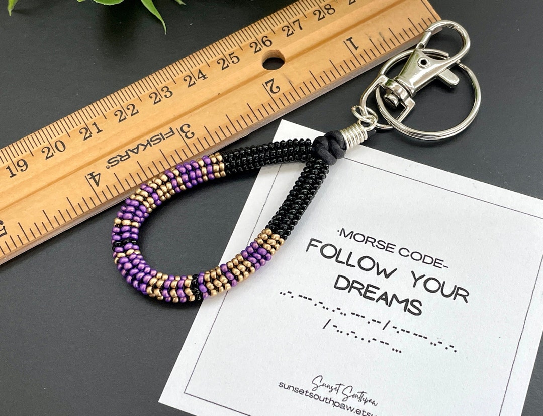 Morse Code Keychain, Follow Your Dreams, College Colors, Beaded ...