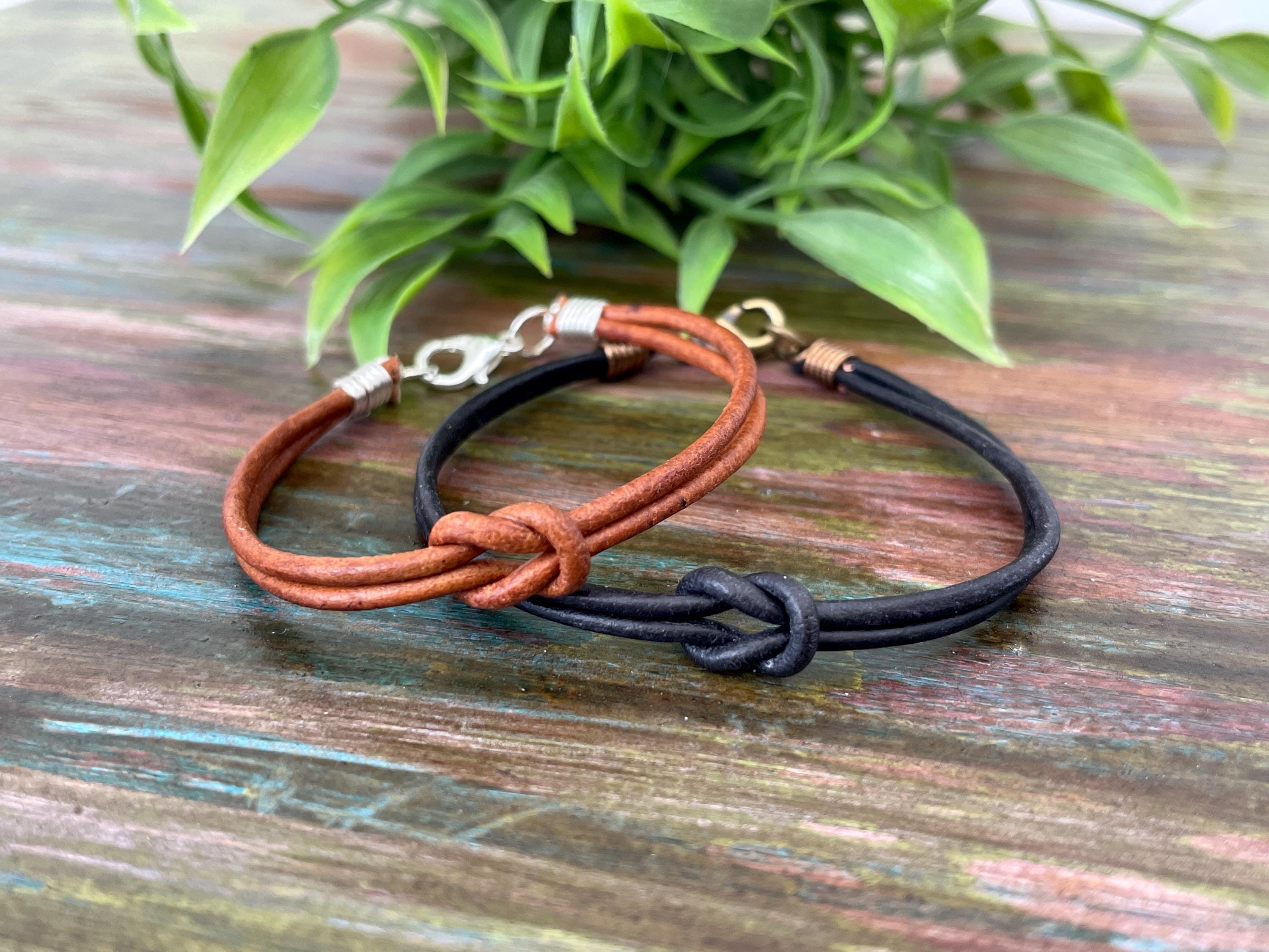 Adult or Child's Leather Love Knot Bracelet: Matching Parent Gift