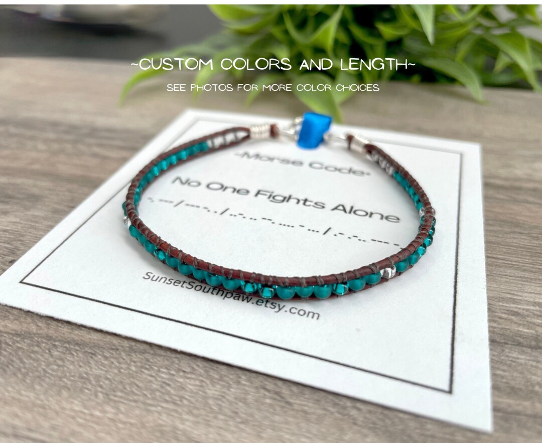 No One Fights Alone Morse Code Bracelet, Cancer Support Gift