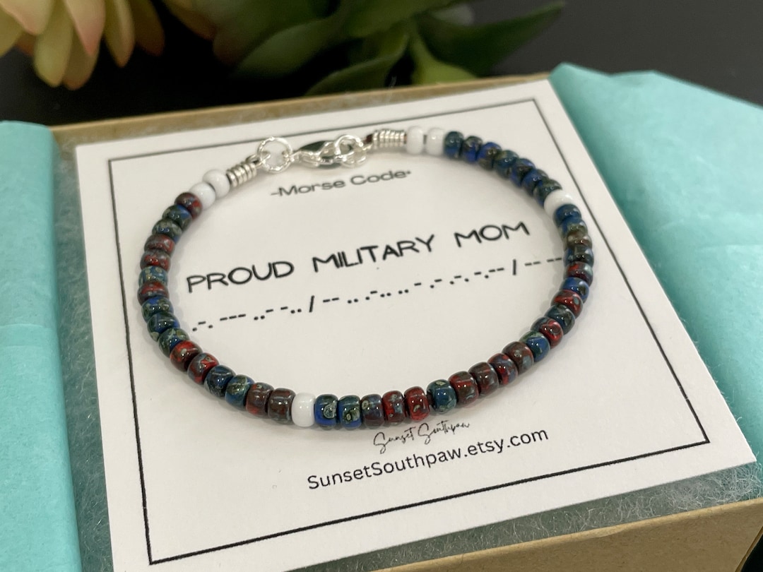 Proud Military Mom Morse Code Bracelet, Supportive Jewelry, Army Mom