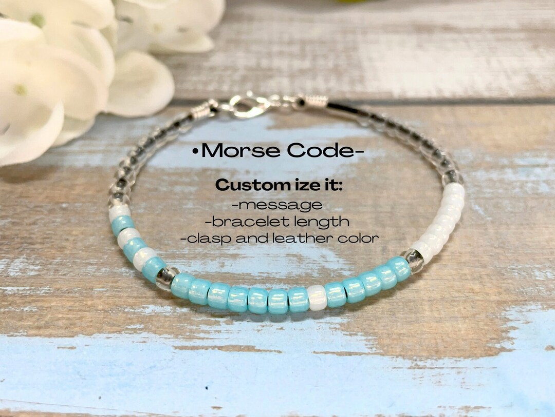 Blue And White Morse Code Bracelets Custom Bracelet Tar Heels Care 