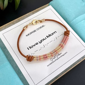 Morse Code &quot;I Love You Mom&quot; Bracelet, Custom Colors, Gifts for Mom, Mother&#39;s Day Gift, Unique Gifts, Mom Birthday Gift, Best Mom Gift