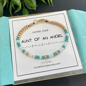 Aunt Of An Angel Morse Code Bracelet, Miscarriage Gift, Pregnancy Loss, Bereavement Gift, Infant Memorial Gift, Baby Loss Gift, Custom Color