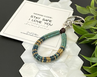 Stay Safe I Love You, Custom Colors Morse Code Beaded Keychain, New Driver Gift, Husband, Wift Gift, Gift for Son, Gift for Daughter