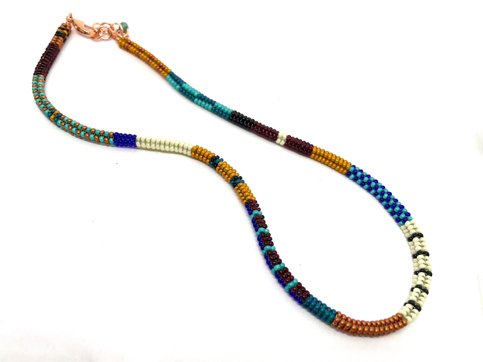 Beaded Herringbone Rope Necklace Color Block Choker Tubular Etsy