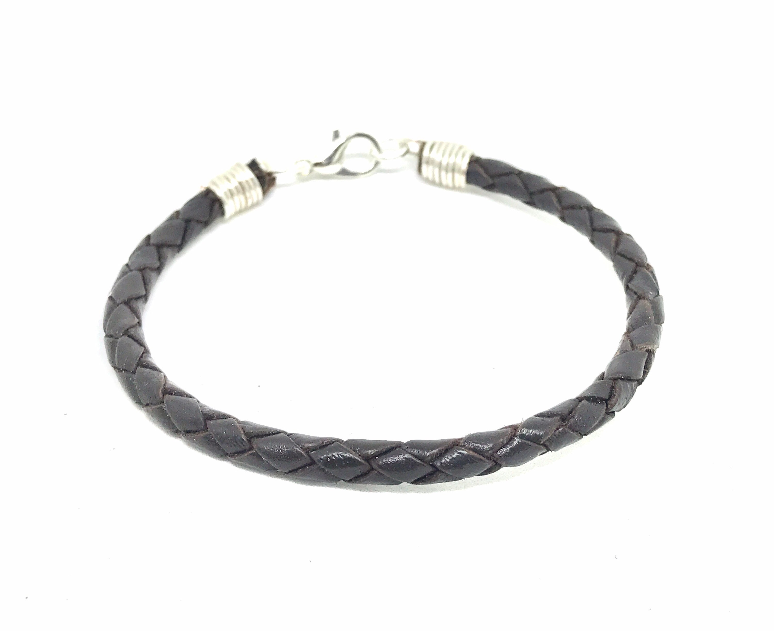 Braided Leather Bracelet Double Wrap Leather Bracelet Etsy