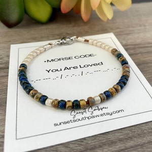 You Are Loved Morse Code Bracelet, Mental Health Gift, Encouragement Gift For Friend, Secret Message Bracelet, Boho Gift, Custom Gift