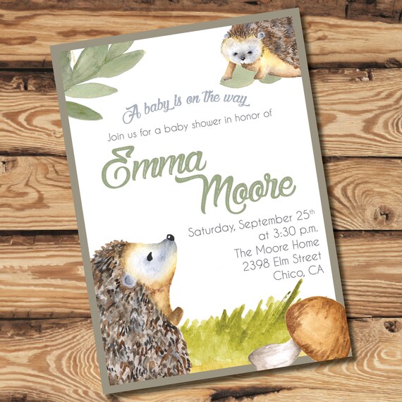 hedgehog baby shower invitations