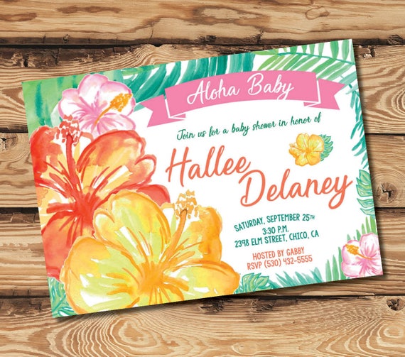 Printable Tropical Baby Shower Invitation Etsy