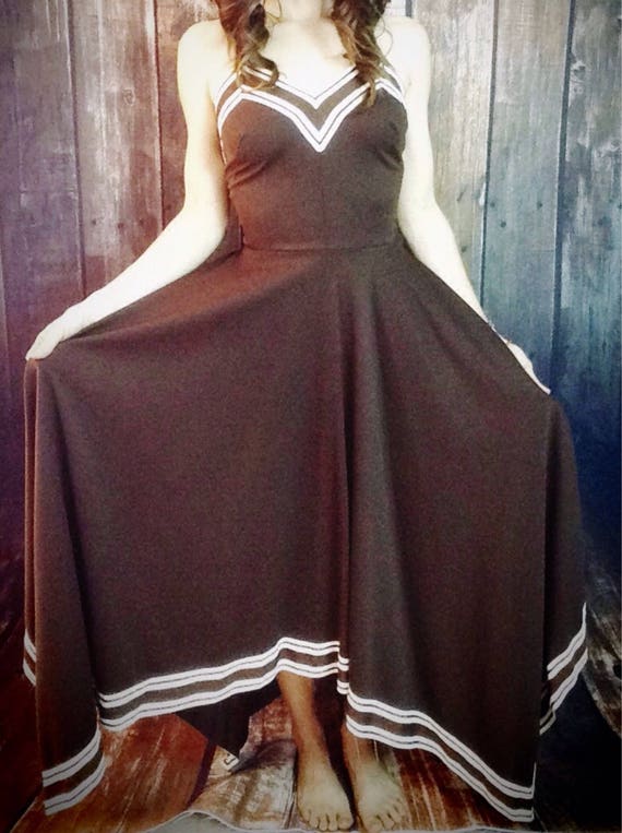 Retro Brown & Ivory Dress - image 2