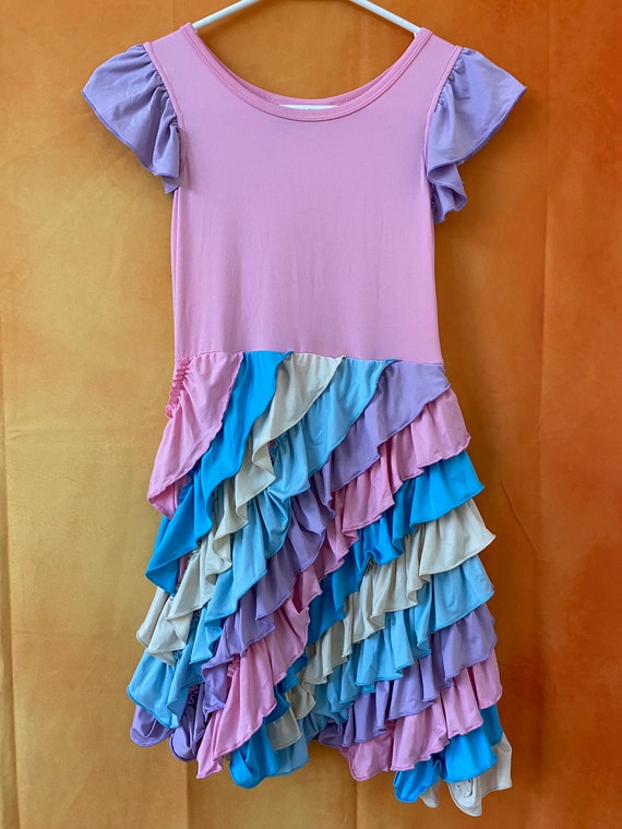 Girls Vintage Pastel Rainbow Twirl Easter Dress