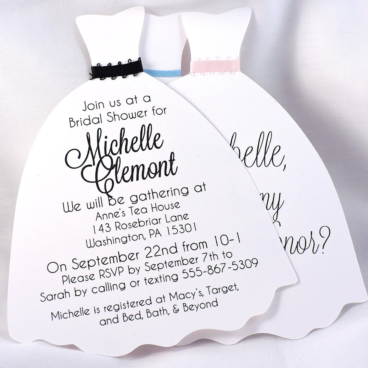 bridal shower invitations shaped like a dress Wedding Dress Bridal Shower Invitation main image 1