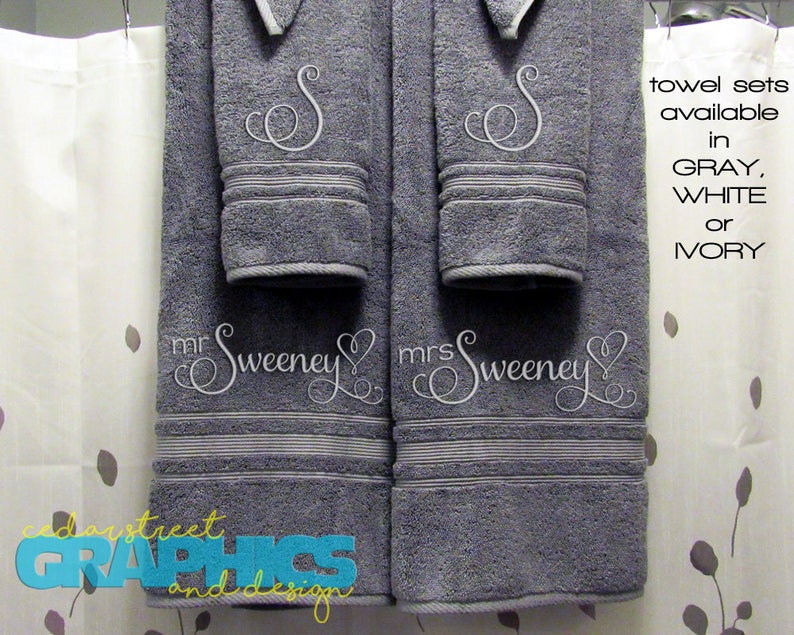 Mr and Mrs Bath Towels Custom His and Hers Bath Towel Set Etsy