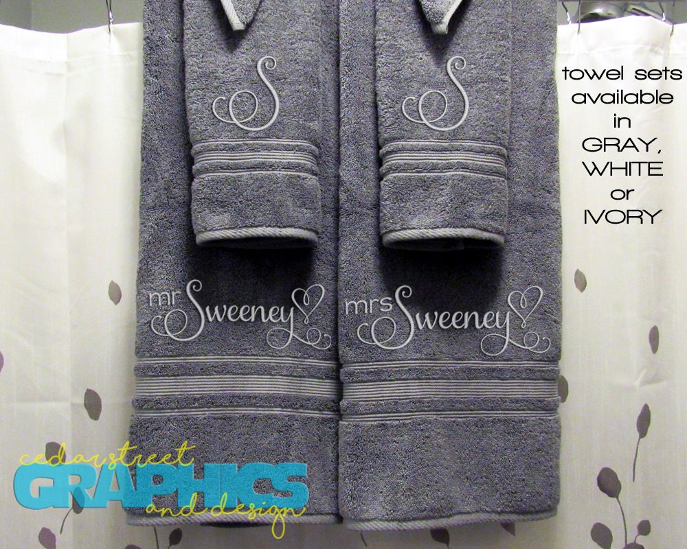 Mr and Mrs Bath Towels Custom His and Hers Bath Towel Set Etsy