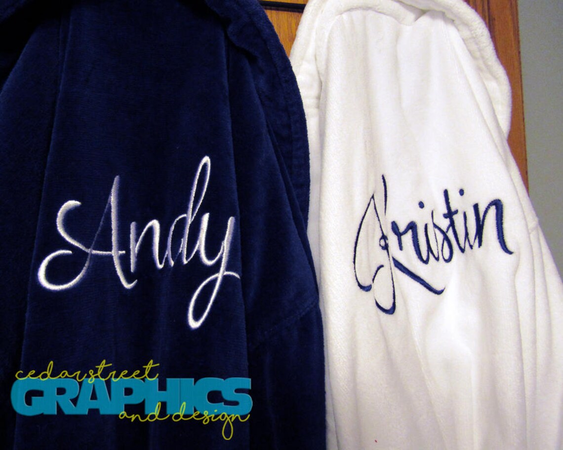 Set of 2 Personalized Bath Robes Embroidered Terry Robes Etsy