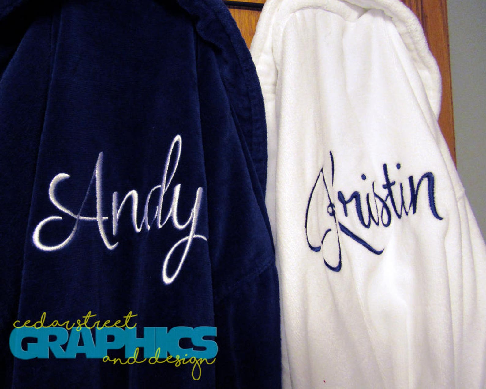 Set of 2 Personalized Bath Robes Embroidered Terry Robes Etsy
