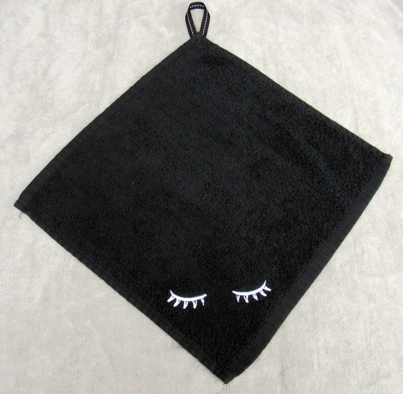 Embroidered Black Washcloth to Remove Makeup Bleach and Etsy
