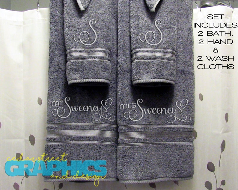 Mr and Mrs Bath Towels Custom His and Hers Bath Towel Set Etsy