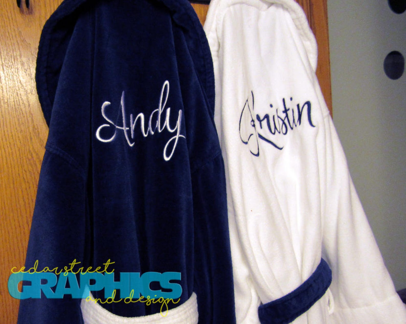 Set of 2 Personalized Bath Robes Embroidered Terry Robes Etsy
