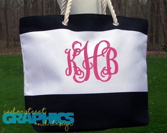 etsy monogrammed beach bag