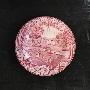 Vintage Wood & Sons Enoch Woods &quot;Castles&quot; Dalguise Red Transferware Soup Bowl- 7 5/8&quot;