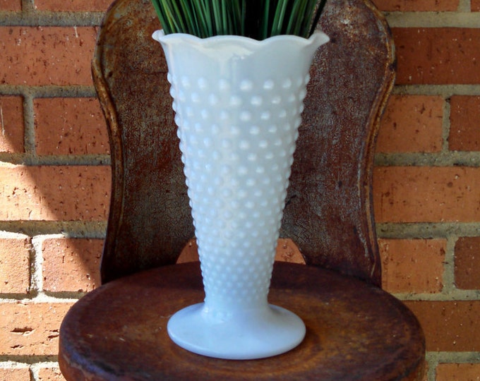 Hobnail Milk Glass Vase Etsy