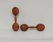 Vintage Wooden Dumbbell Set