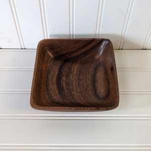 Vintage Monkeypod Wood Square Bowl